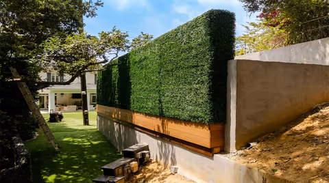Artificial boxwood hedges for backyard privacy in Brentwood, CA image 9